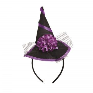 Witch Hat on Headband Black and Purple