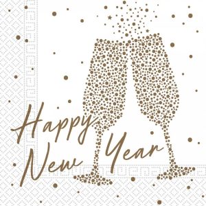 Happy New Year Champagne Glass Design Napkins pack of 20