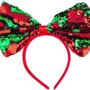 Womens Christmas Sequin Headband Red and Green